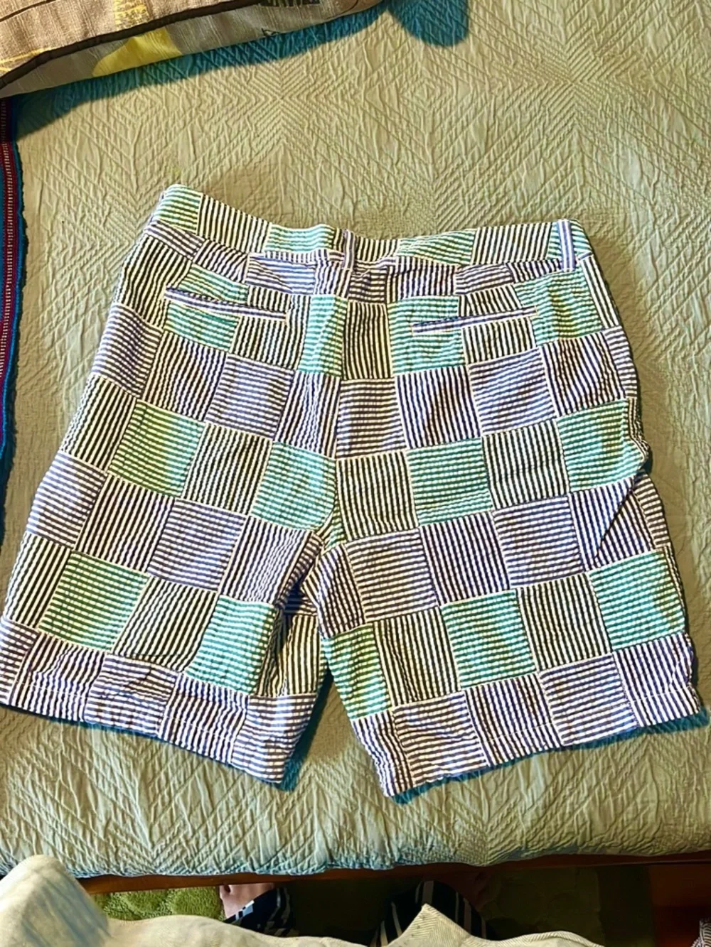 LLBean “favorite fit” seersucker shorts.